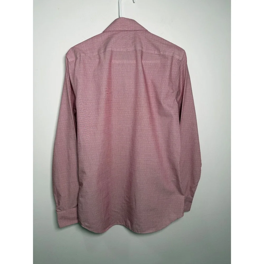 Banana Republic Mens Tailored Slim Fit Non-Iron Dobby Shirt Red Pink Small S